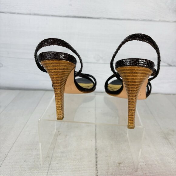 Coach BEATRIZ PYTHON Brown Leather Faux Snakeskin Strappy Italy Sandals Size 6B - Picture 5 of 16
